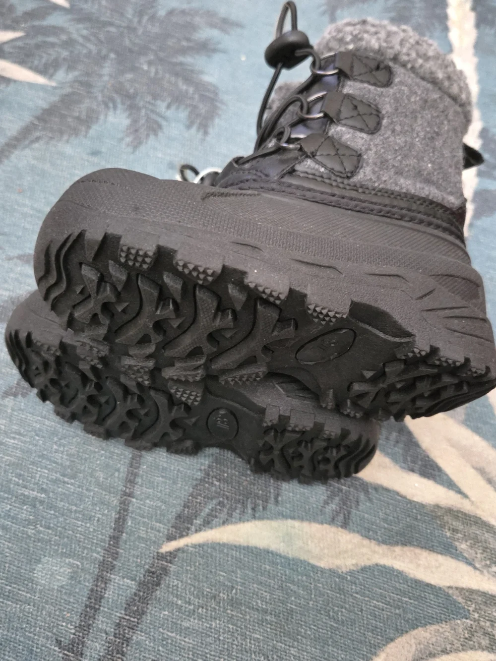 Kids Grey Winter Snow Boots with Fleece Collar
